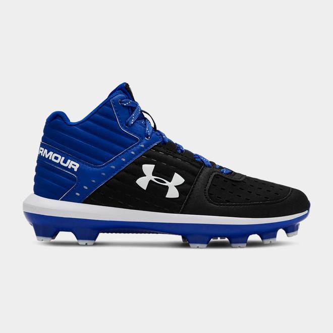 Under Armour Yard Mid TPU Jr. - Chlapcenske Baseballová Obuv - Čierne/Kráľovská Modrá